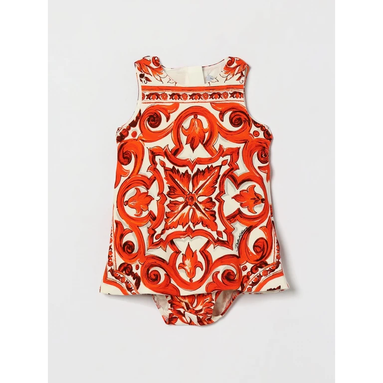 Girl's Majolica Print Cotton Mini Dress and Culottes Set (L2JDZ2G7P4IIO3TN)