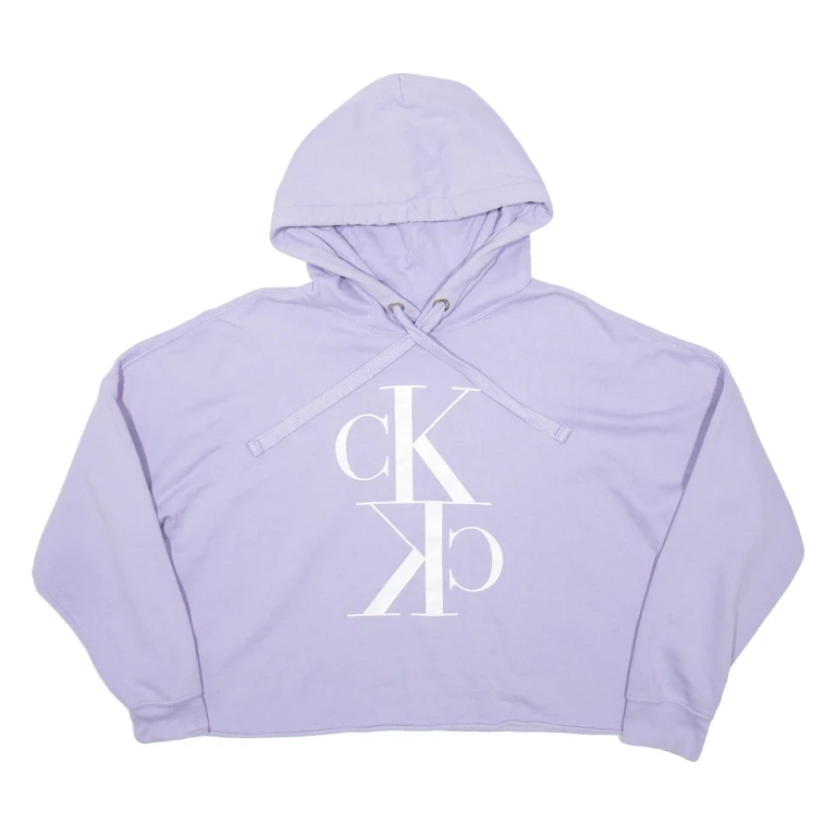 CALVIN KLEIN JEANS Cropped Womens Purple Hoodie XL