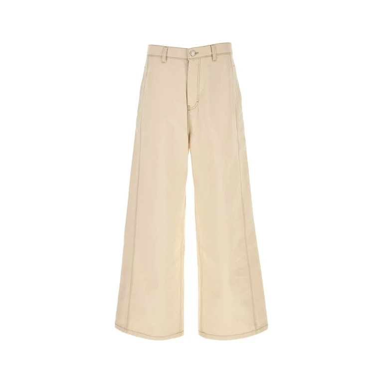 AMI Paris Ivory Denim Wide-Leg Jeans Offwhite Exterior: Cotton Pantaloni - Men