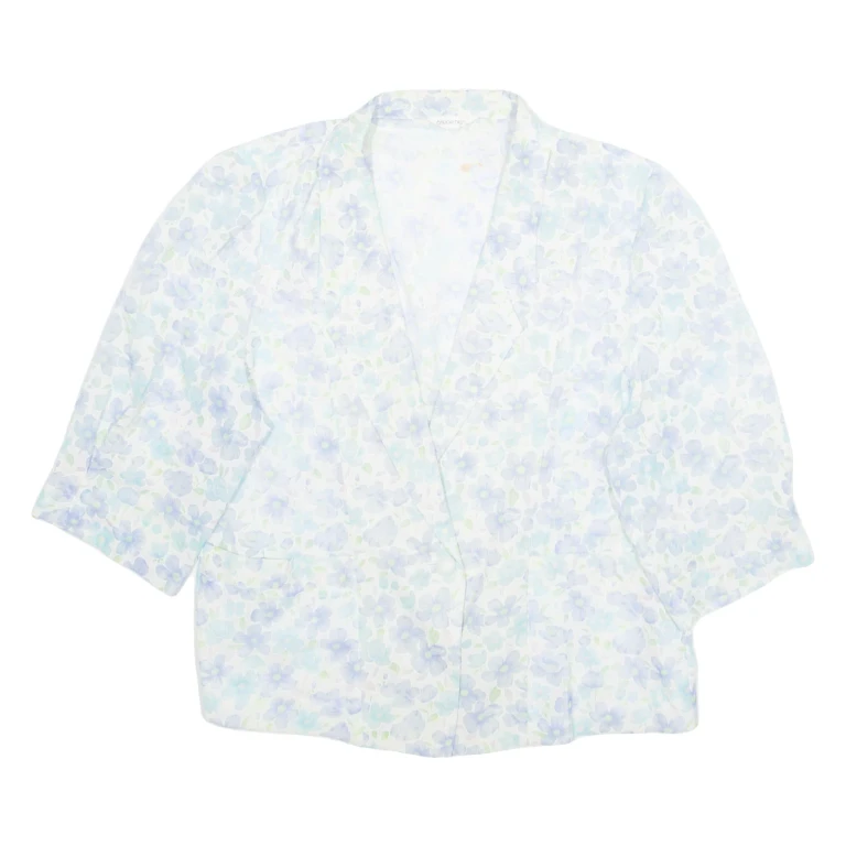 Womens Printed Blouse Blue V-Neck Floral L