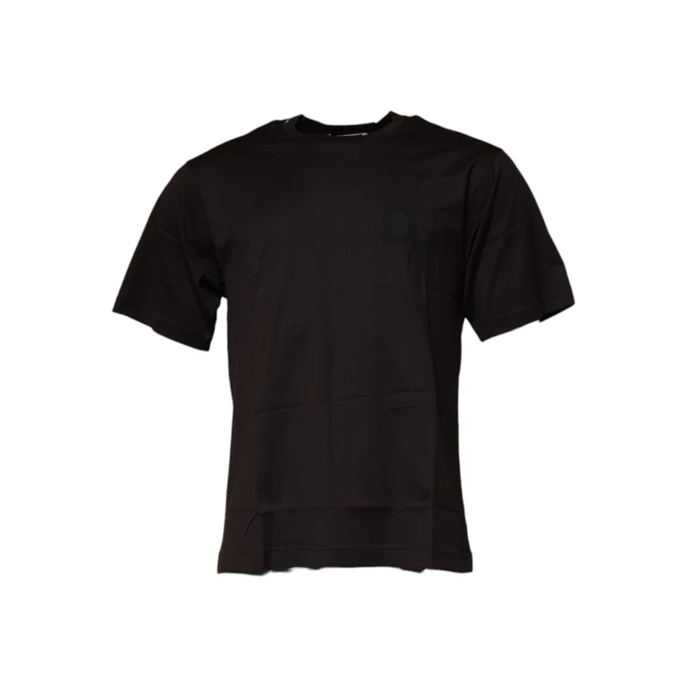 Dark Brown Logo Cotton Crew Neck T-Shirt - Men
