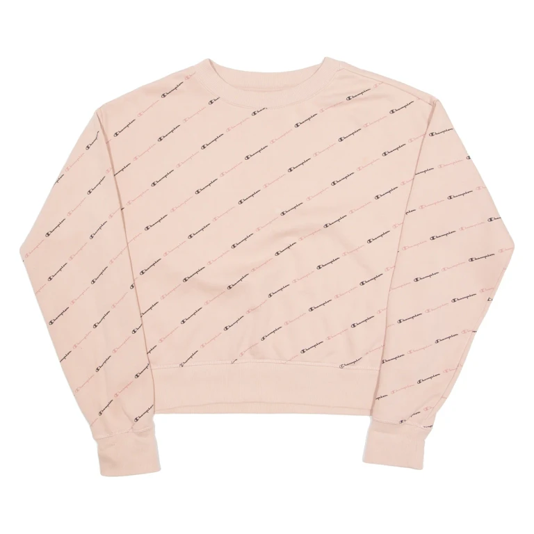 CHAMPION Cropped Womens Sweatshirt Pink Crew Neck L