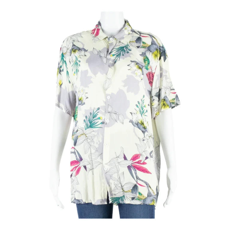 Womens Printed Blouse Beige Floral M