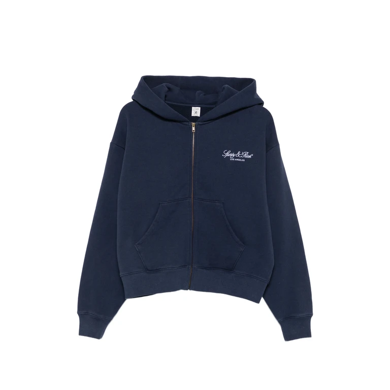 Sporty & Rich Logo-embroidered Zip-up Hoodie