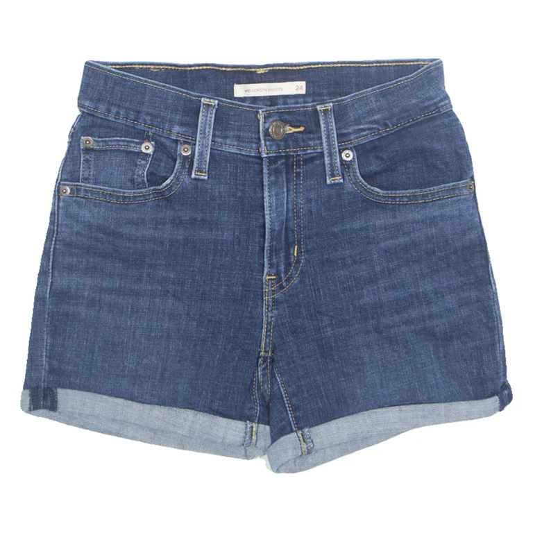 LEVI'S Turn Up Womens Denim Shorts Blue XXS W25