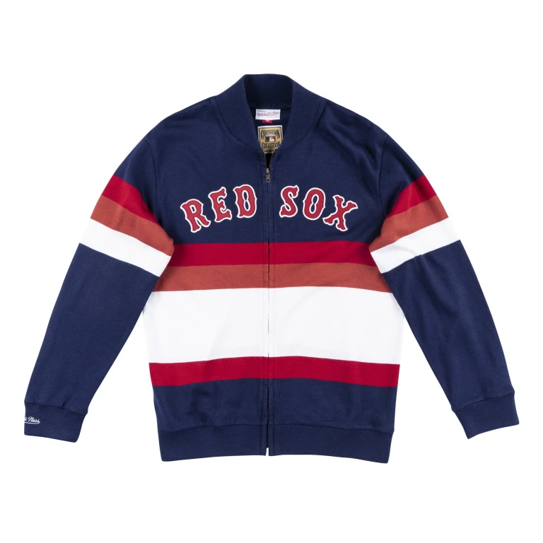 Men's MLB Front Stripe Full Zip Sweater Boston Red Sox