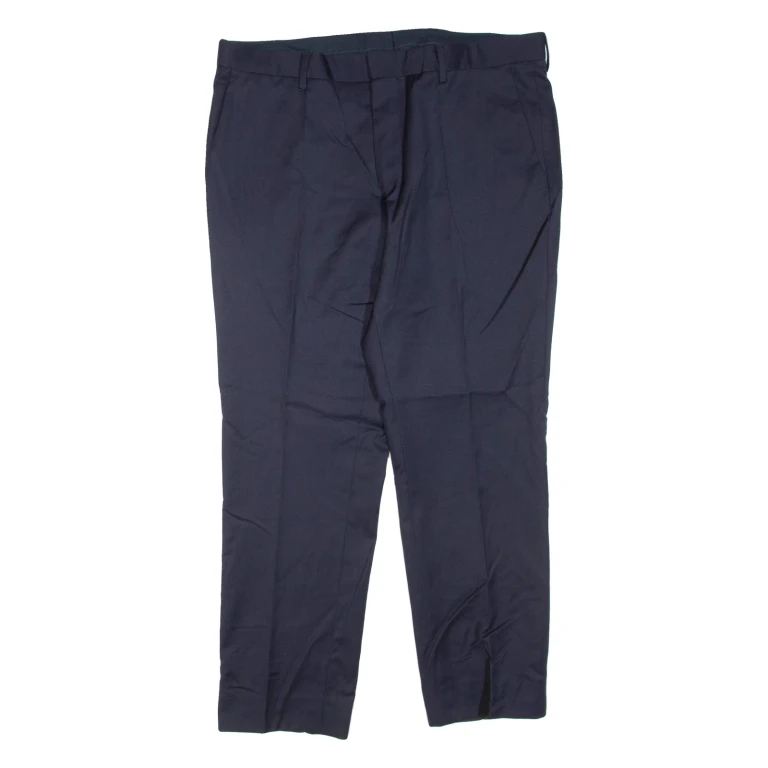 BOSS HUGO BOSS Mens Trousers Blue Regular Tapered Wool W36 L28