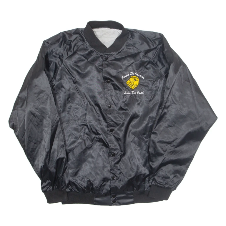 Lion Of Judah Mens Bomber Jacket Black Nylon XL