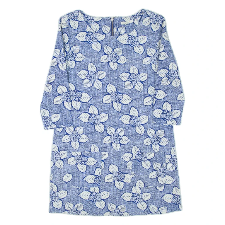 WHITE STUFF Womens Day Dress Blue Floral Knee Length UK 12