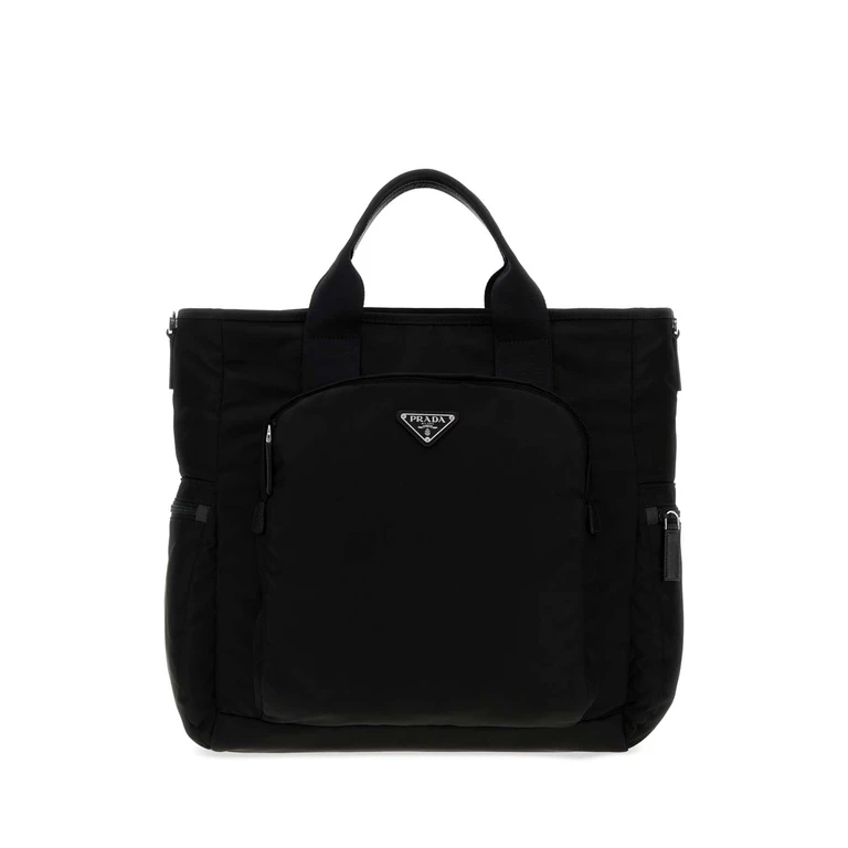 Prada Black Fabric Shopping Bag Nero Borse A Mano - Men
