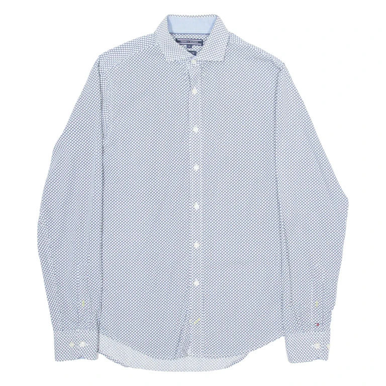 TOMMY HILFIGER Mens Shirt Blue Geometric Long Sleeve S
