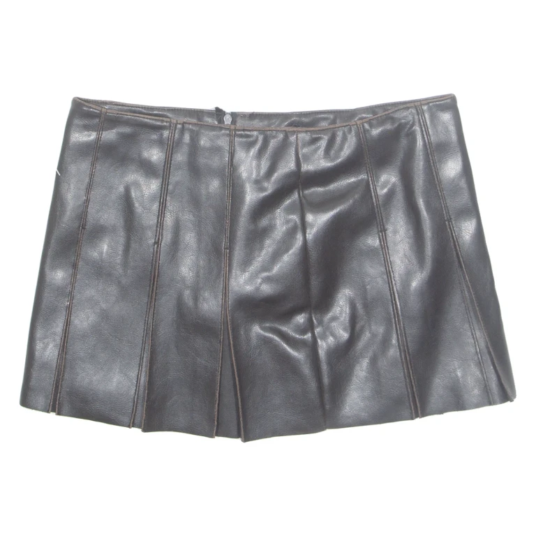 Womens Pleated Skirt Brown Short M