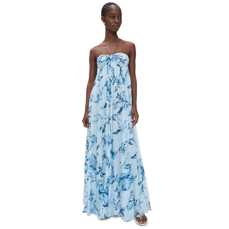 ROCOCO SAND Strapless Flared Dress Blue XL