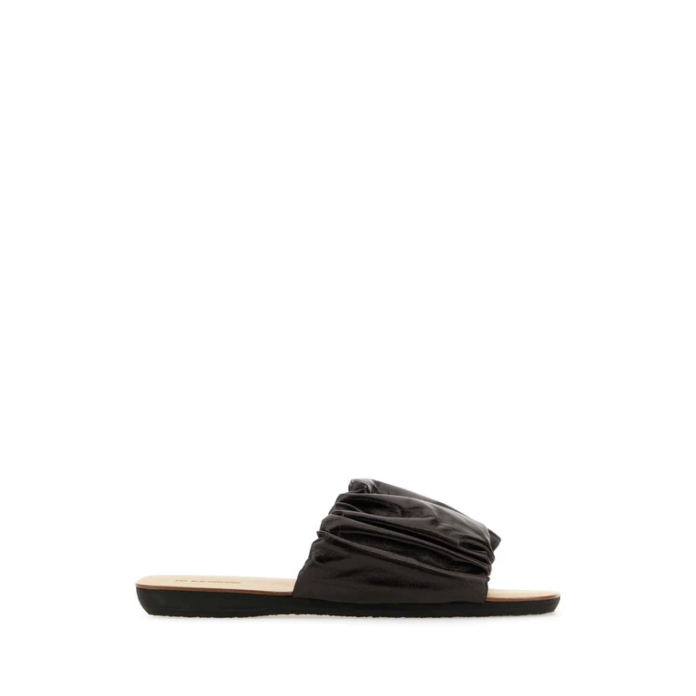 Jil Sander Dark Brown Leather Slippers 001 - Women