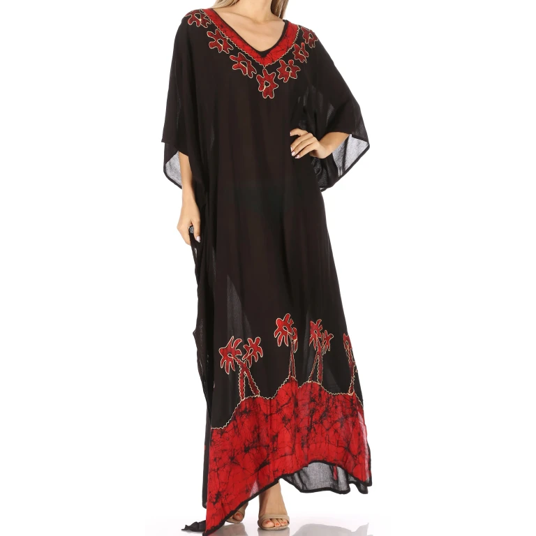 Sakkas Leonor Women's Boho Casual Long Maxi Caftan Dress Kaftan Cover-up LougeWear