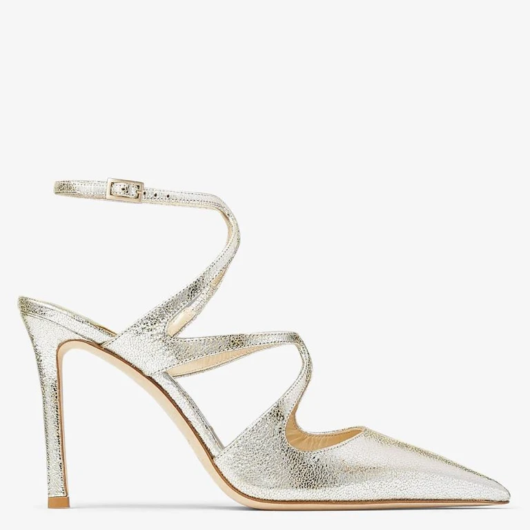 Azia 95 Pointed-Toe Glitter Leather Slingback Pumps
