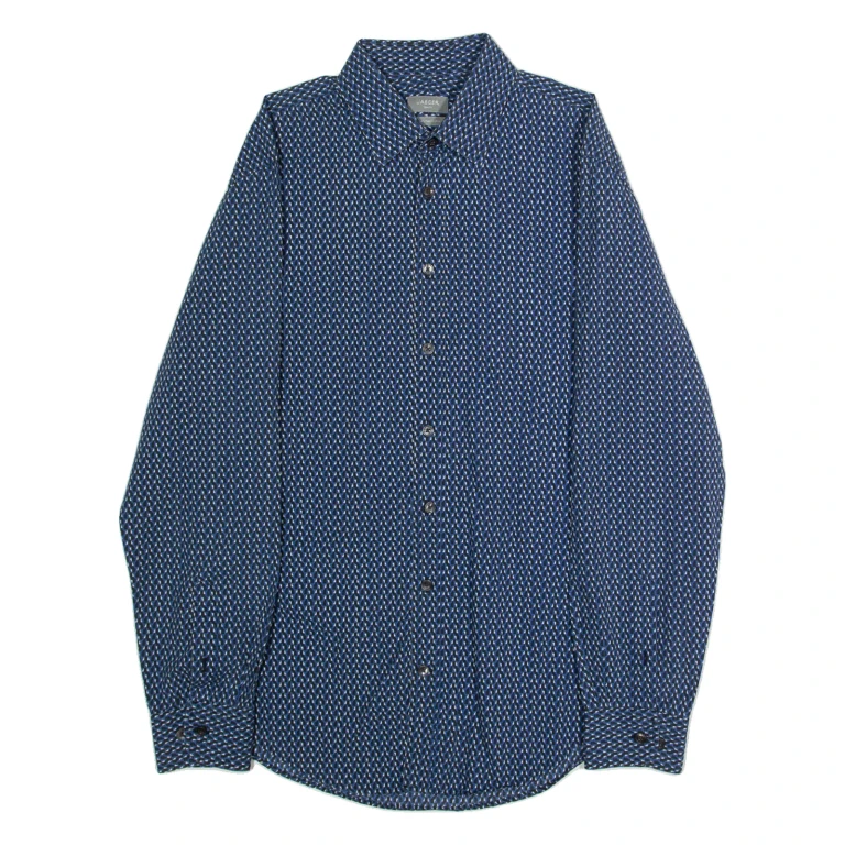 JAEGER Mens Shirt Blue Crazy Pattern Long Sleeve M