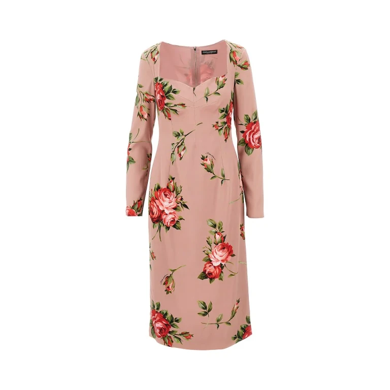 Abito in seta Dolce & Gabbana con stampa bouquet di rose