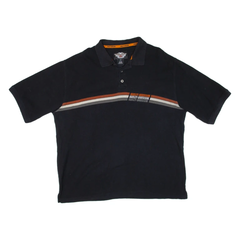HARLEY DAVIDSON Mens Polo Shirt Black 2XL