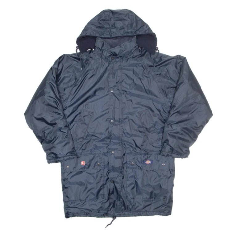 DICKIES Mens Workwear Coat Blue Hooded L