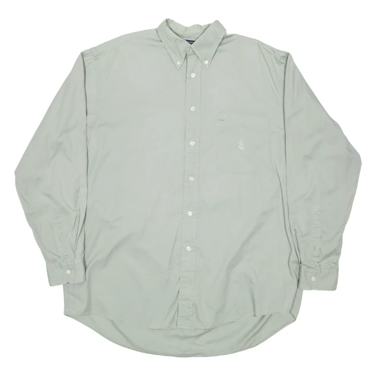 NAUTICA Mens Plain Shirt Grey Long Sleeve L
