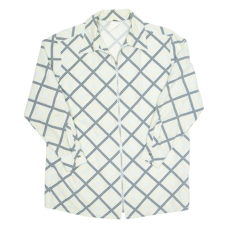TREND Womens Shirt Cream Diamond Long Sleeve L