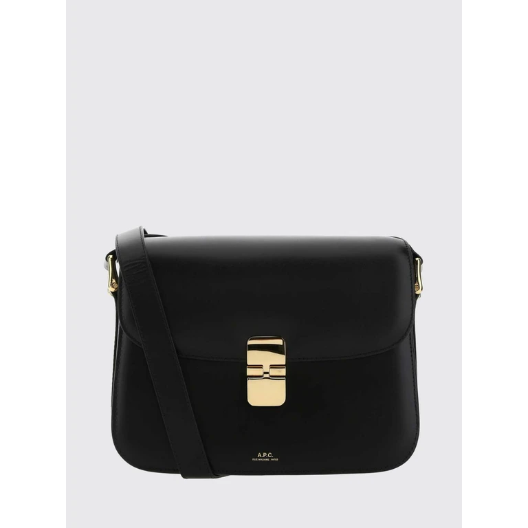 A. P.C. Grace Crossbody Bag in Smooth Leather with Flap and Laminated Logo (PXBMWF61412017)