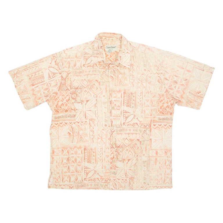 COOKE STREET Mens Hawaiian Shirt Pink Crazy Pattern L