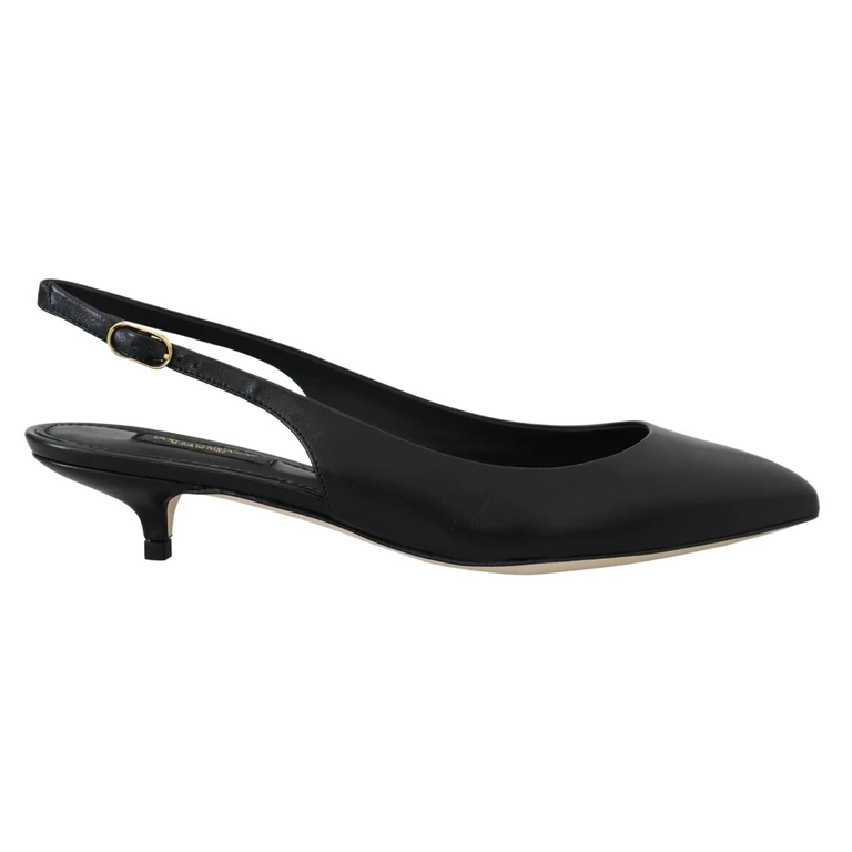 Dolce & Gabbana Black Leather Slingbacks Heels Pumps Shoes - Women