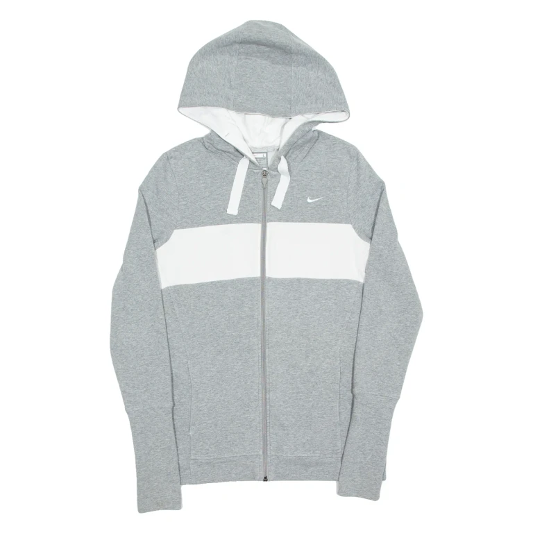 NIKE Womens Grey Hoodie Full Zip L