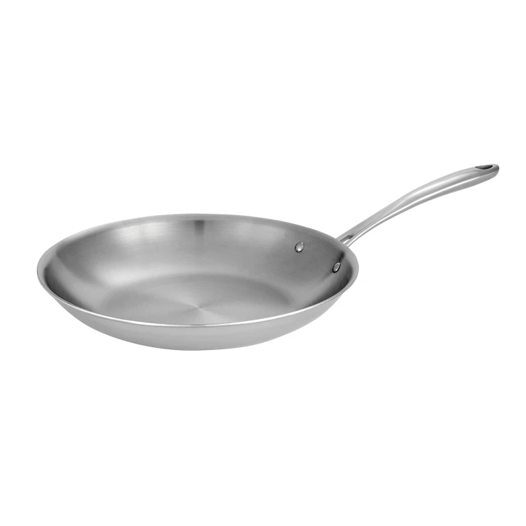 Boston Tri-Ply Clad Stainless Steel 12" Large Frying Pan, Induction-Ready Skillet, Dishwasher-Safe, NSF-Certified