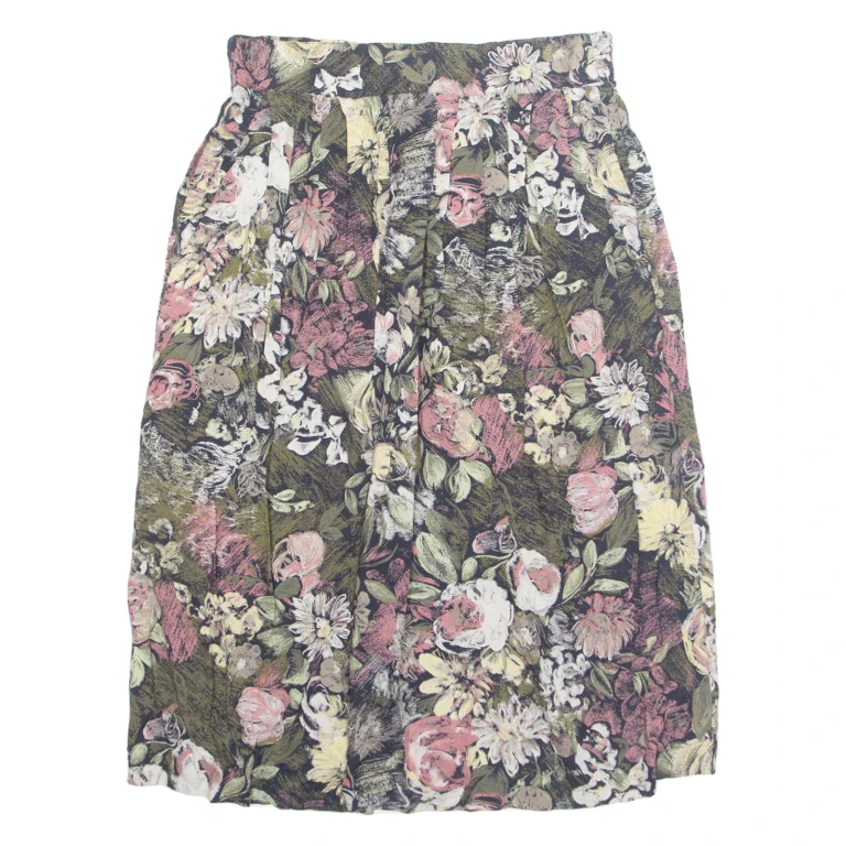 SYNARI Womens A-Line Skirt Black Midi Floral M