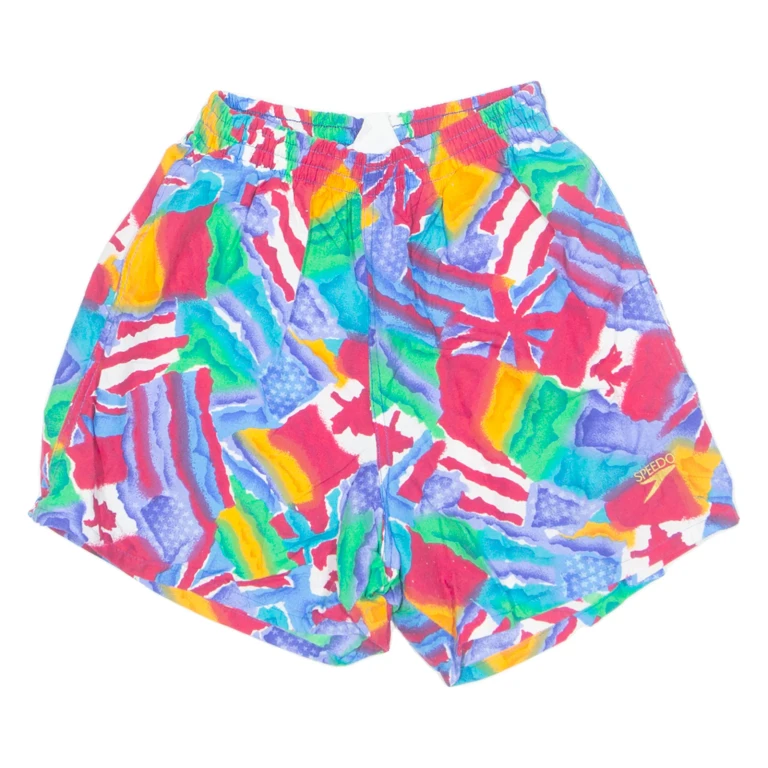 SPEEDO Mens Swimming Shorts Blue 90s Crazy Pattern S W22