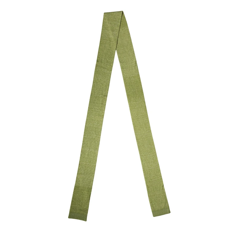 Green Cashmere Knitted Neck Foulard 280cm X11cm Men Scarf Silk - Men