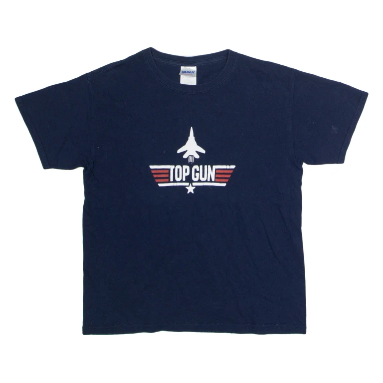 GILDAN Top Gun Boys T-Shirt Blue Crew Neck 7-8Y