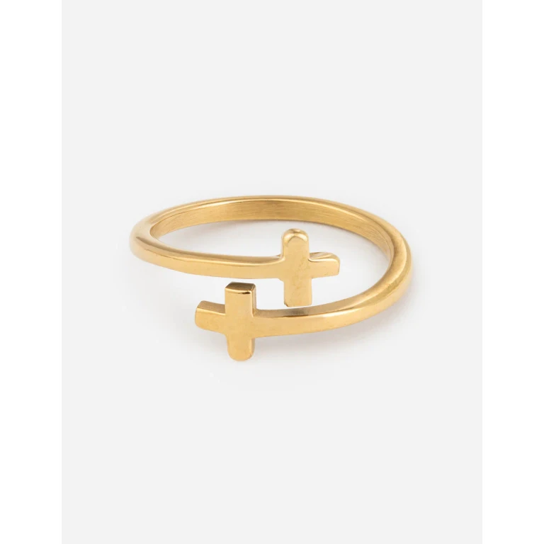 Gold Wrapped Cross Ring