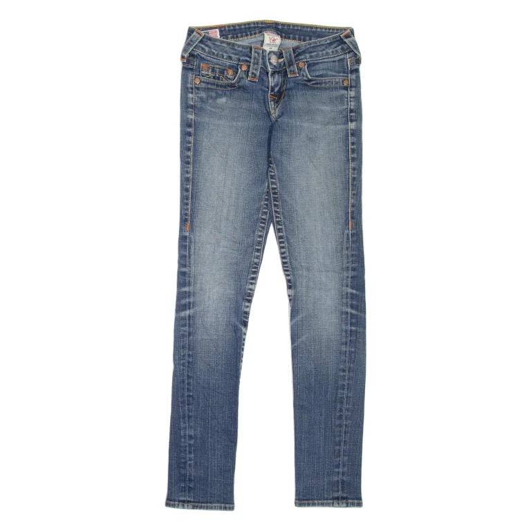 TRUE RELIGION Stella Womens Jeans Blue Slim Skinny Stone Wash W24 L29