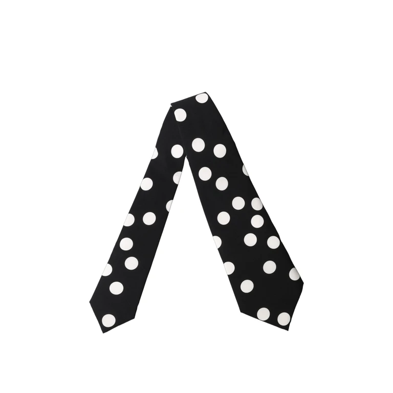 Dolce & Gabbana Black White Polka Dot Silk Adjustable Women Necktie Tie And - Women