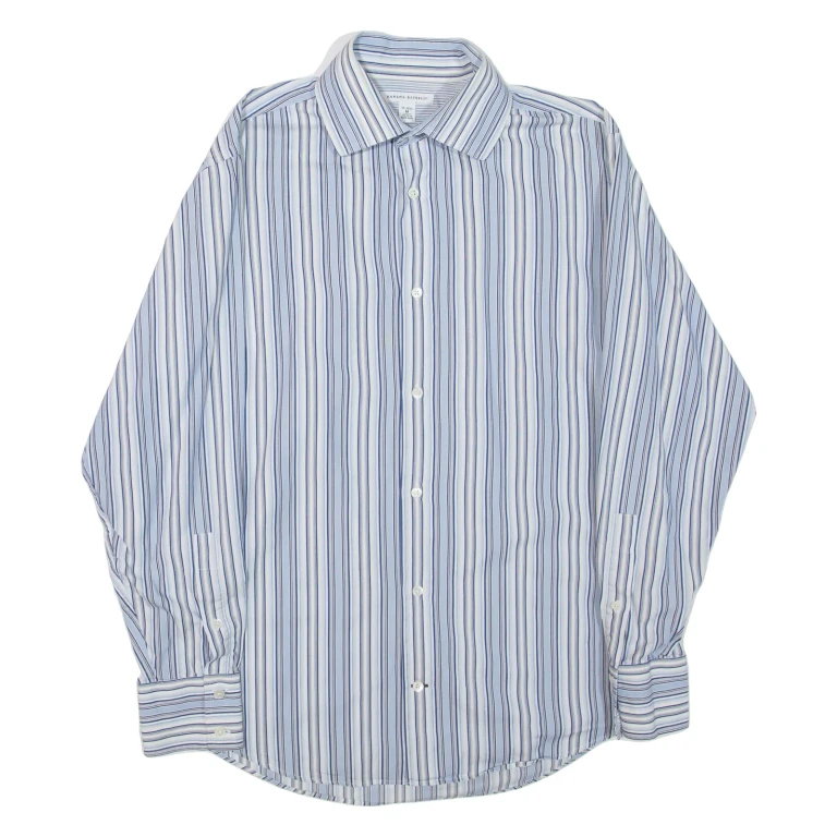 BANANA REPUBLIC Mens Shirt Blue Striped Long Sleeve M
