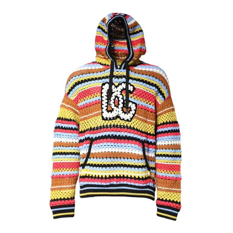 Dolce & Gabbana Multicolor Cotton Hooded Pullover Sweater Cashmere Nylon Clothing - Men