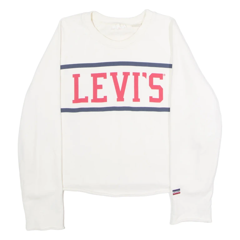 LEVI'S Cropped Womens Sweatshirt Cream Crew Neck L