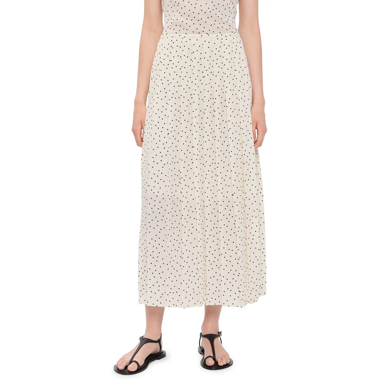 Theory Pleated Wrap Skirt Ivory Multi/Chk 2