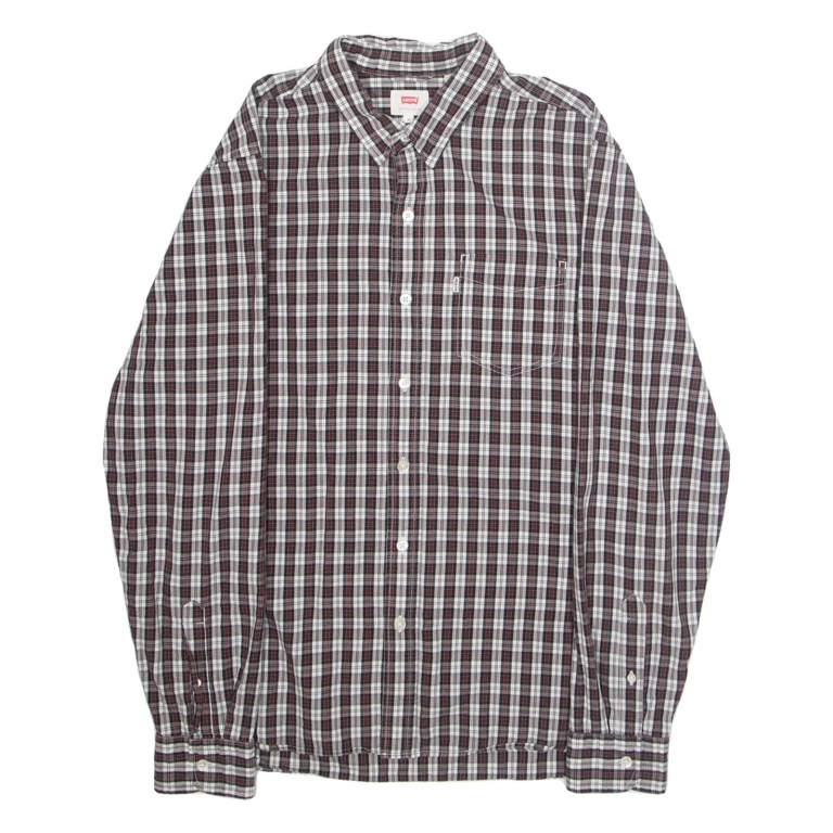 LEVI'S Mens Shirt Red Plaid Long Sleeve M