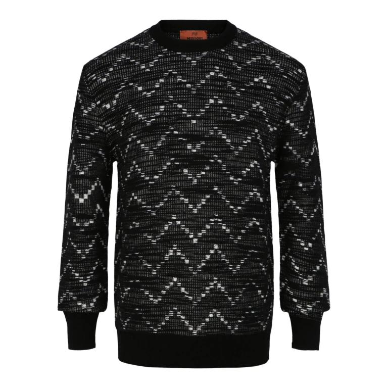 Zig-Zag Crewneck Pullover Sweater