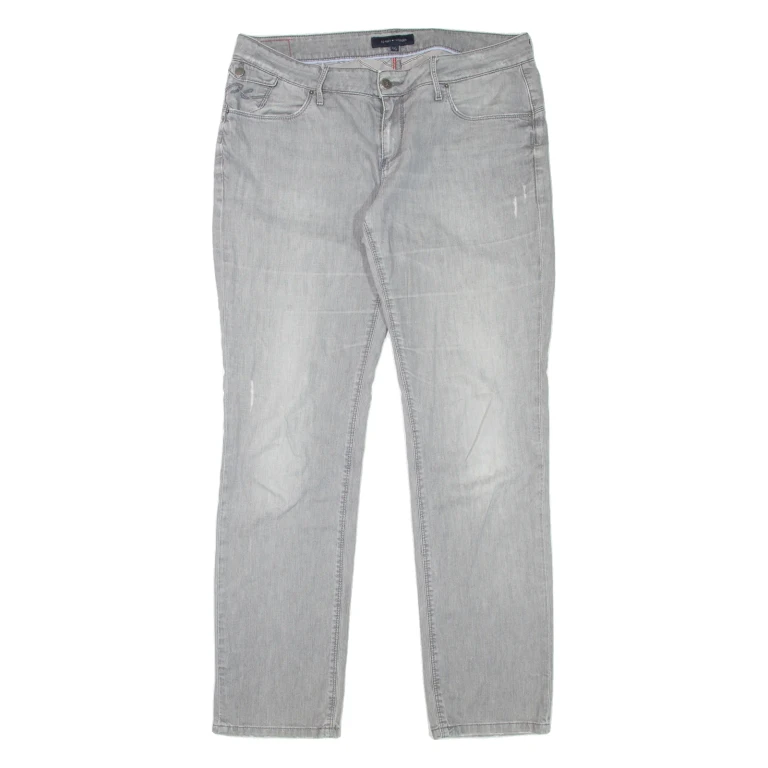 TOMMY HILFIGER Womens Jeans Grey Regular Straight Denim Stone Wash W33 L32