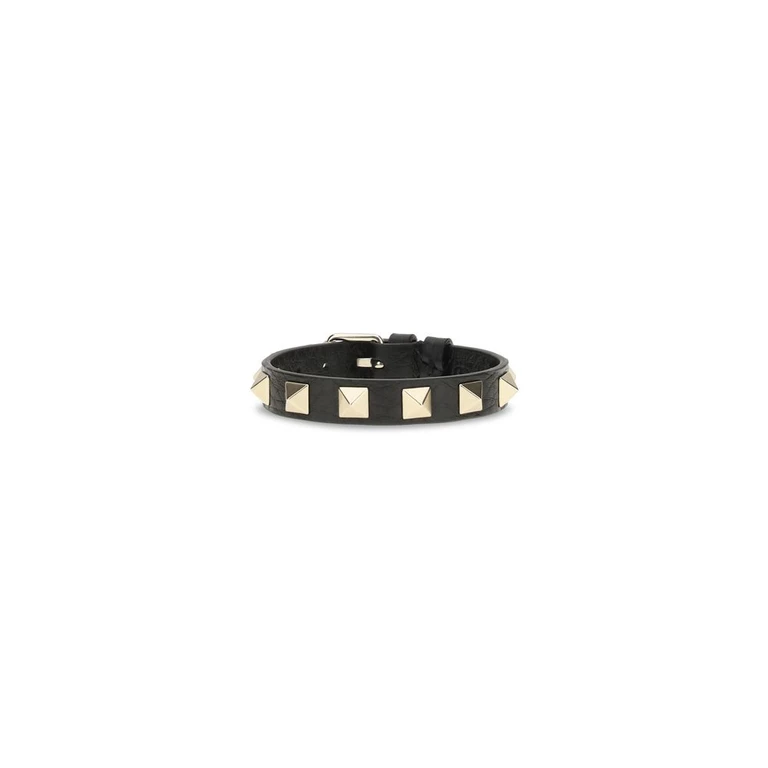 Valentino Garavani Black Calf Leather Bos Taurus Bracelet - Women