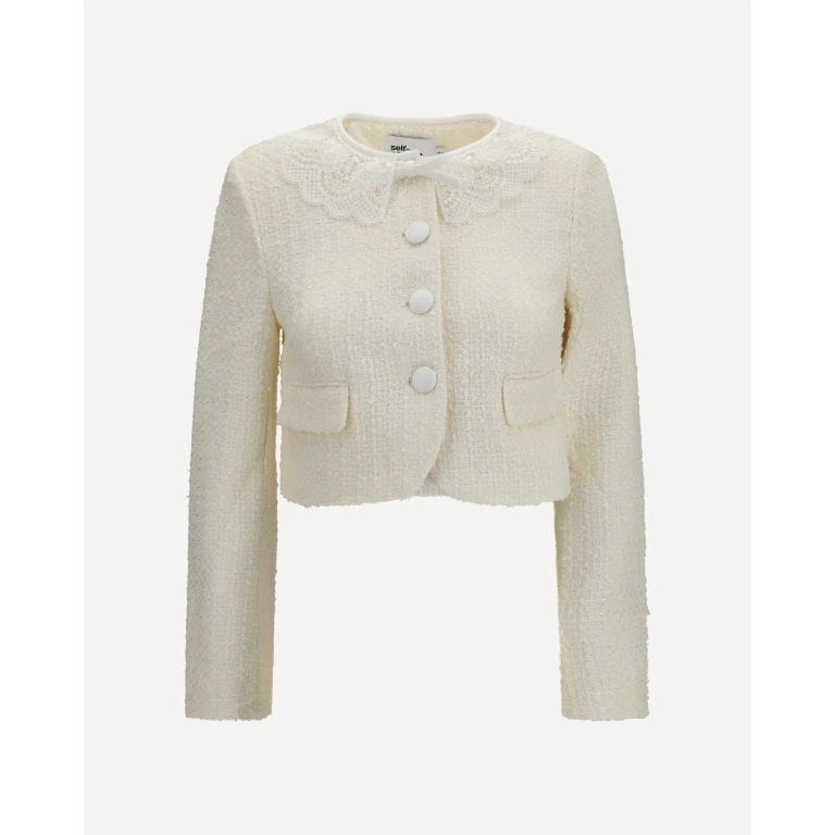 Bouclé Jacket with lace collar Female 8