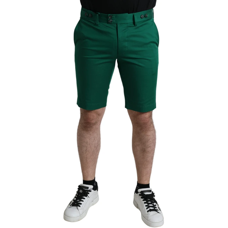 Dolce & Gabbana Deep Green Cotton Stretch Men Bermuda Shorts Elastane - Men
