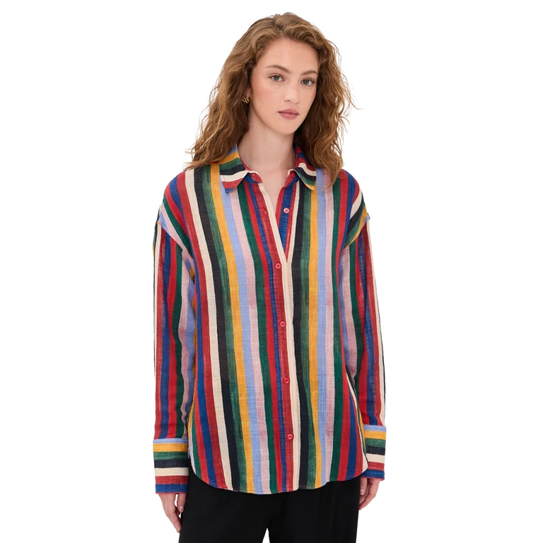 STAUD Colton Shirt Artist Stripe XS