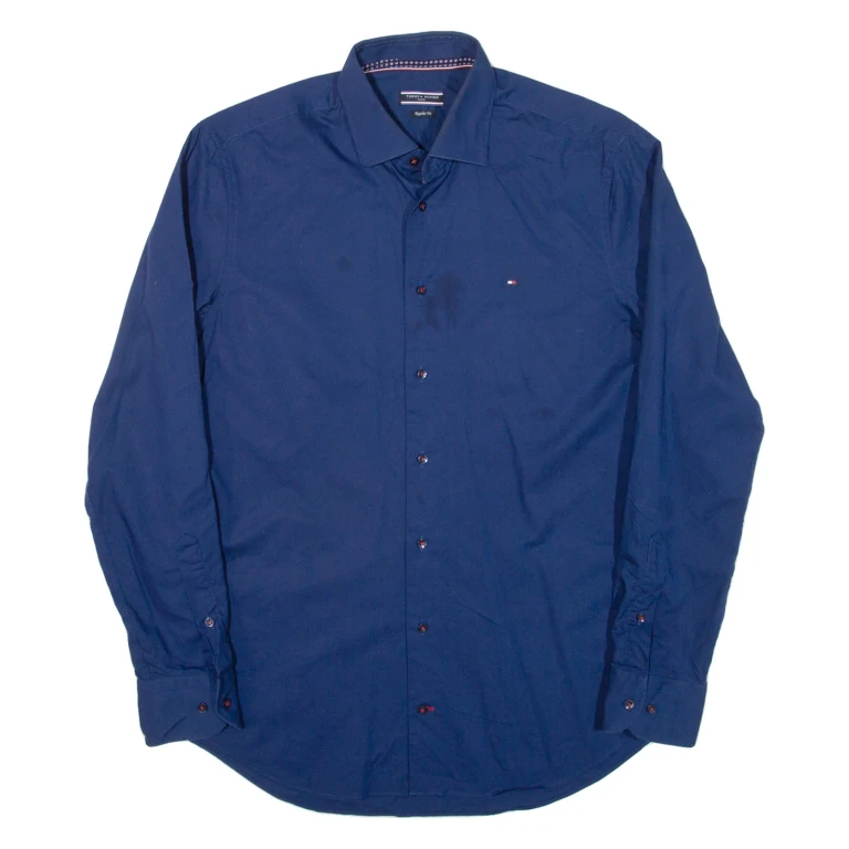 TOMMY HILFIGER Mens Plain Shirt Blue Long Sleeve M